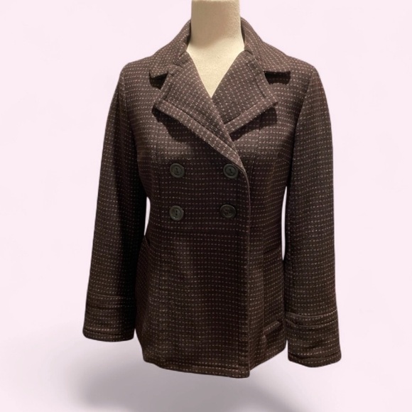 Banana Republic Chocolate Brown and Mauve Wool Blend Jacket ~ size Small - Picture 2 of 13
